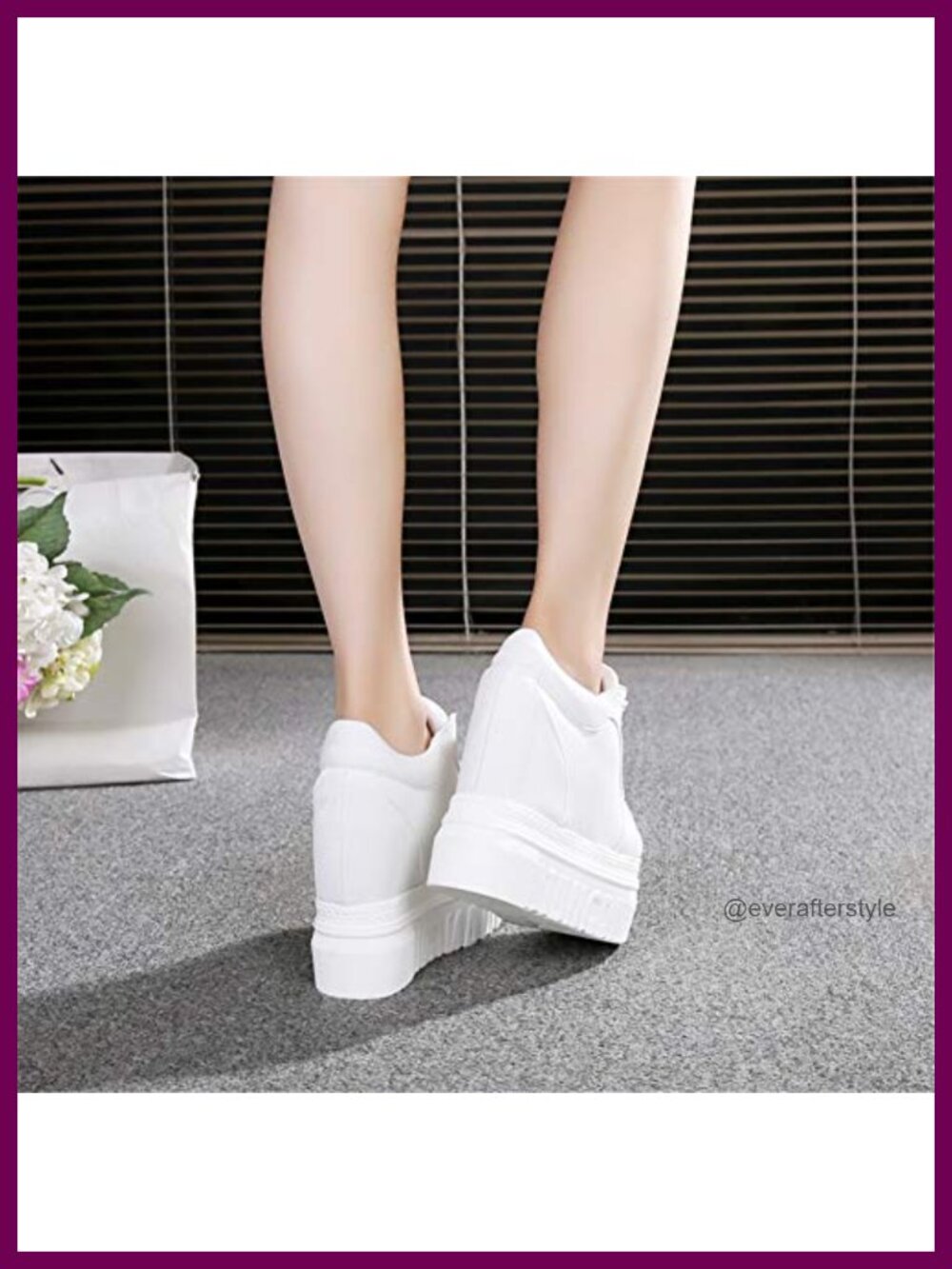 Women Platform Sneakers Hidden Heel Wedge Walking Shoes Lace Up Canvas - Picture 5 of 5